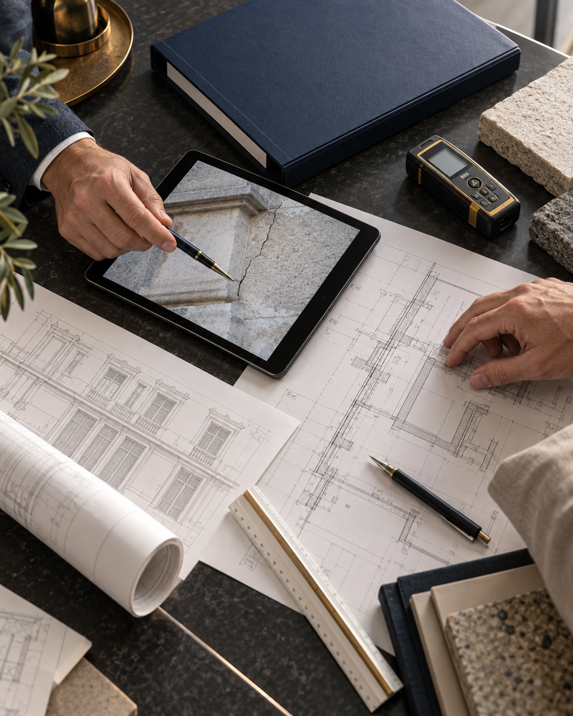 Plans, instruments de mesure et analyse d’un désordre lors d’une opération d’expertise
